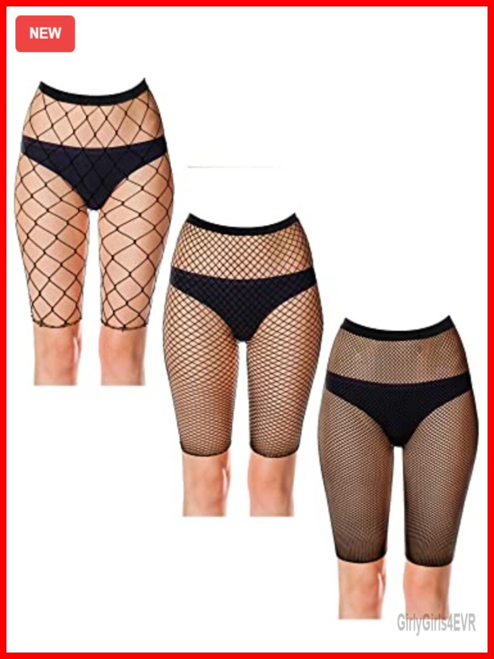 3 Pairs Fishnet Biker Shorts High Waisted See Through Mesh Leggings